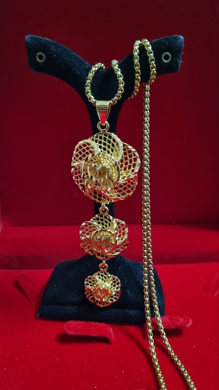 گردنبند سه گل طرح ۲ طلاروس